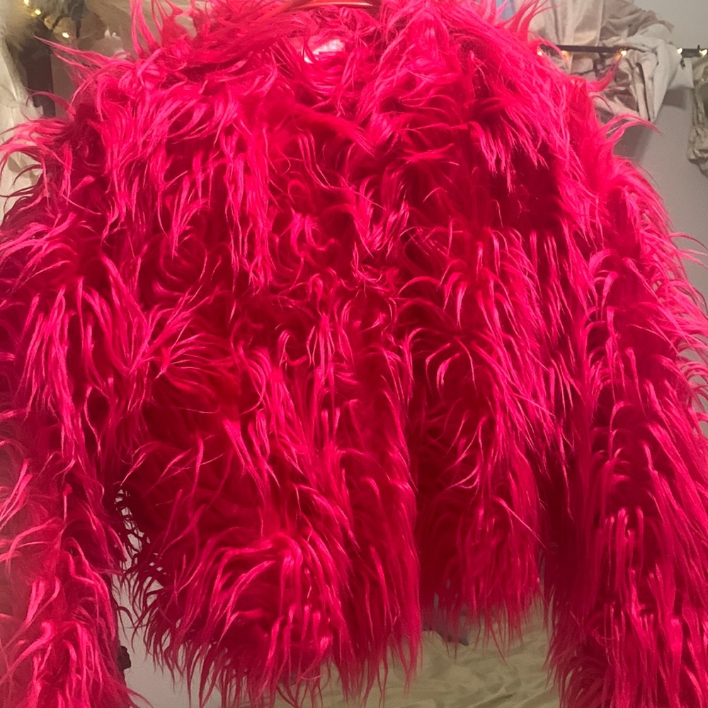 Hot & Delicious Size Large Hot Pink Faux Fur Jacket
